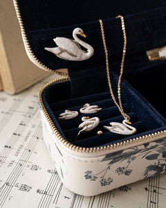 Enamel Swan stud earrings