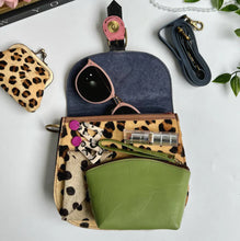 Load image into Gallery viewer, Tallulah Half Print Green Leopard Upcycled Leather Handbag
