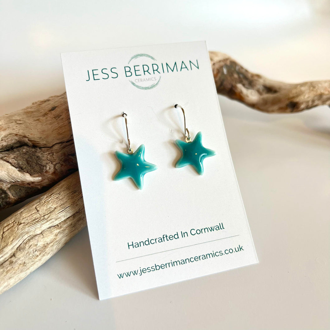 Star Porcelain Drop Earrings - turquoise
