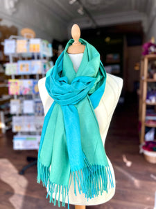 Two Tone plain scarf in green