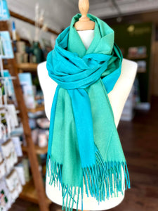 Two Tone plain scarf in green