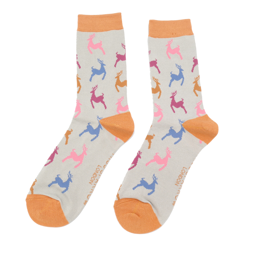 Ladies bamboo socks Leaping Deer silver