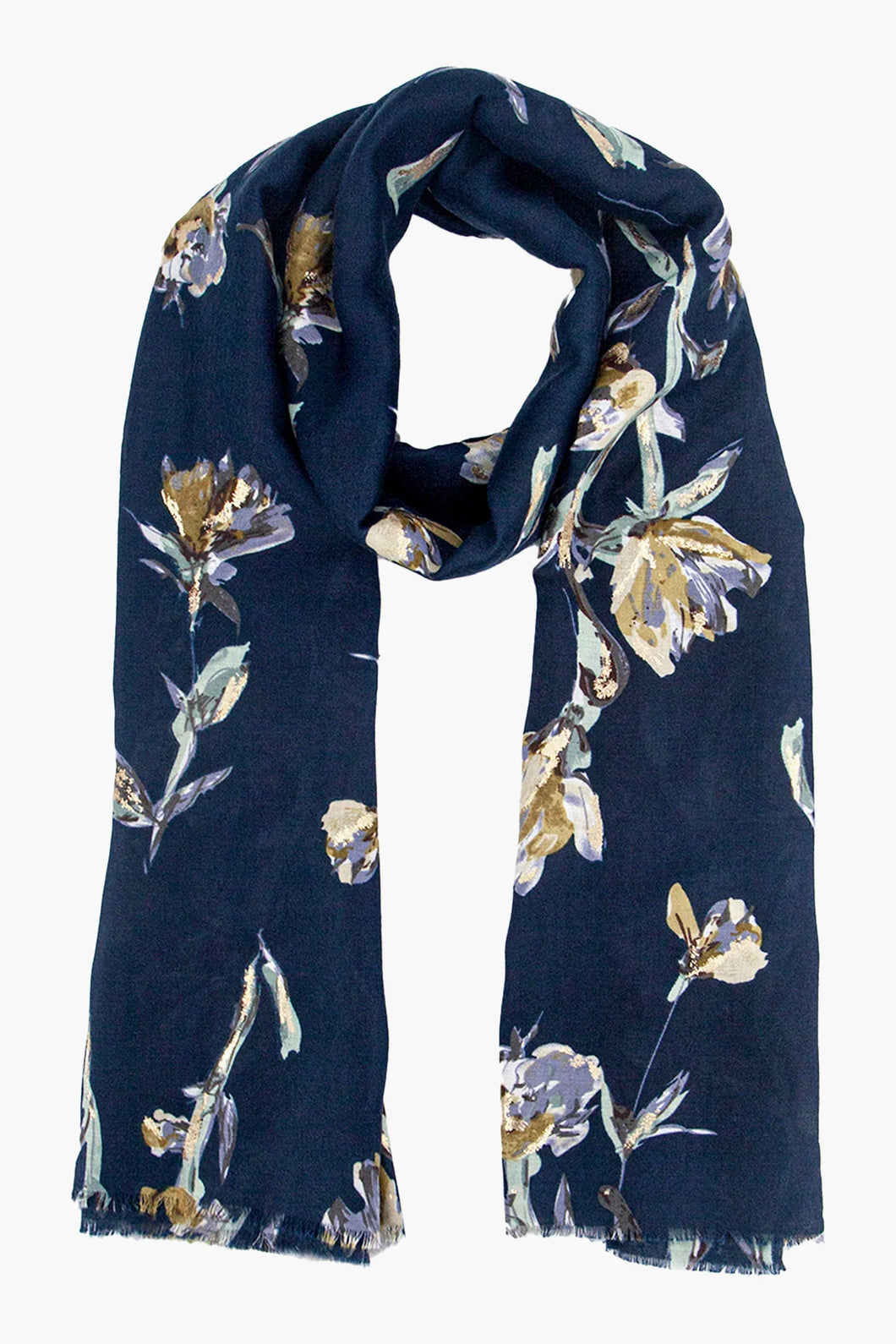 Vaeda Navy Floral Lightweight Scarf