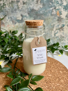 Wild Woods - Pippin 200ml milk bottle candle with cork lid