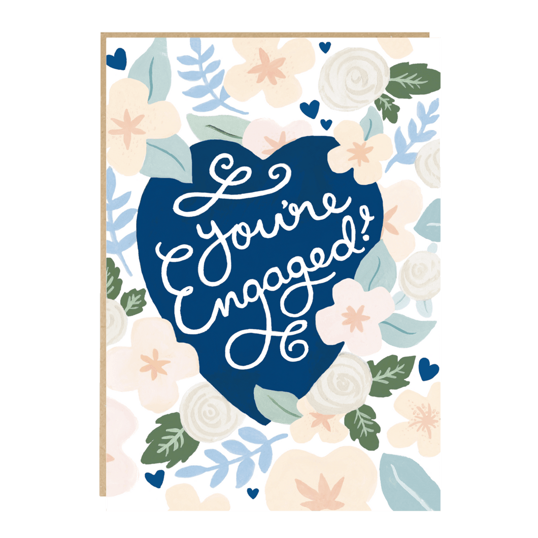 Floral Hand Lettered Engagement card