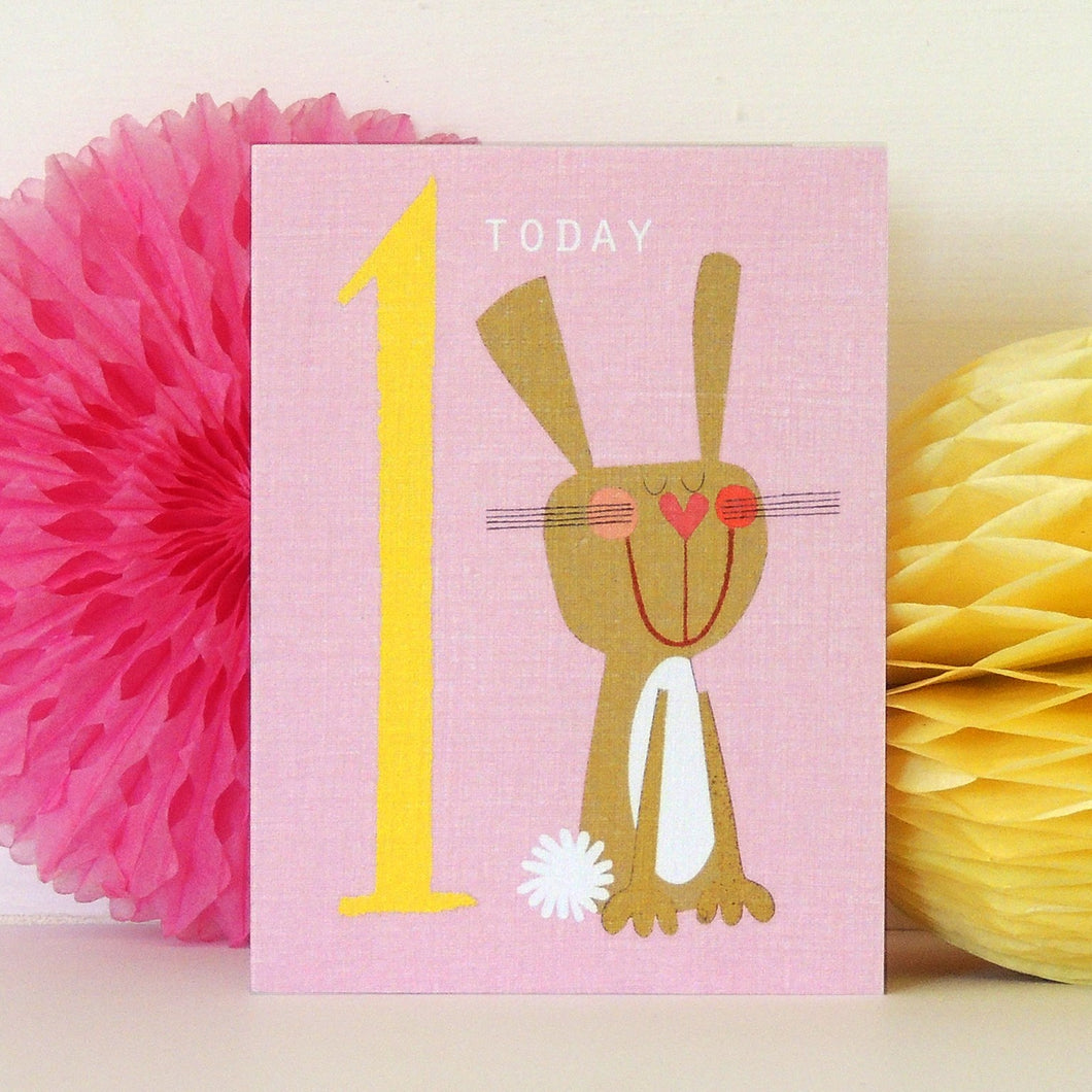 Age 1 bunny mini card