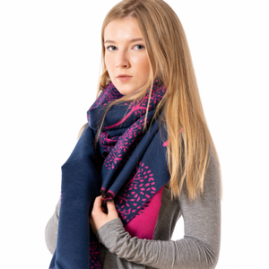 Mulberry Trees Scarf - fuchsia and navy