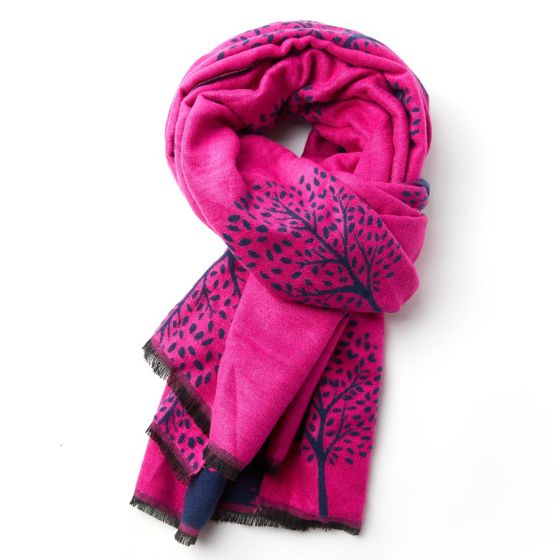 Mulberry Trees Scarf - fuchsia and navy