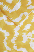 Load image into Gallery viewer, Yellow abstract aztec ikat style print scarf with tassels
