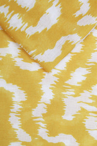 Yellow abstract aztec ikat style print scarf with tassels