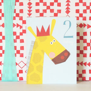 Age 2 giraffe mini card