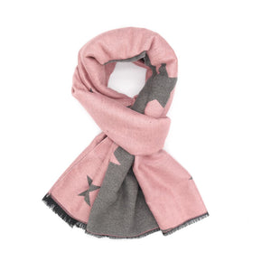 Stars scarf in pale pink and grey