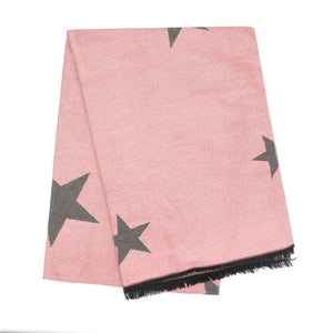 Stars scarf in pale pink and grey