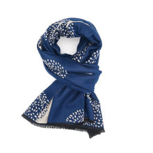 Load image into Gallery viewer, Navy Mulberry Trees Scarf

