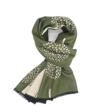 Load image into Gallery viewer, Olive Green Mulberry Trees Scarf
