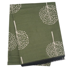 Olive Green Mulberry Trees Scarf