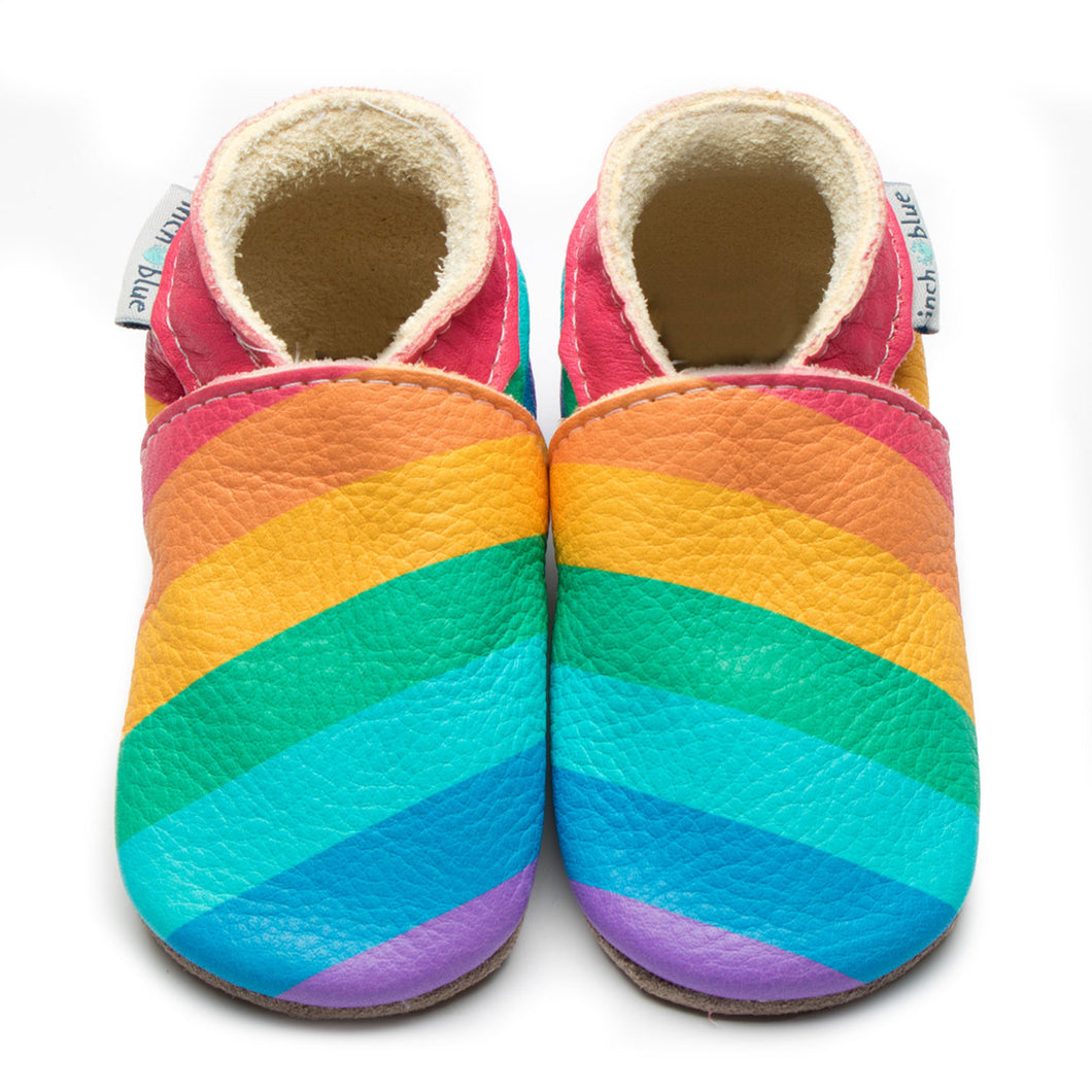 Inch Blue Shoes - Rainbow Stripes