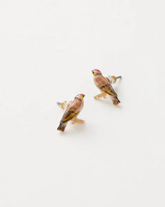Enamel goldfinch stud earrings