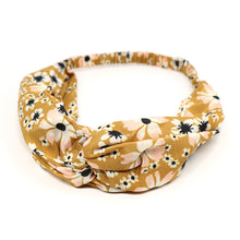 Load image into Gallery viewer, Mustard floral knotted stretch hair band
