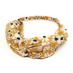 Mustard floral knotted stretch hair band