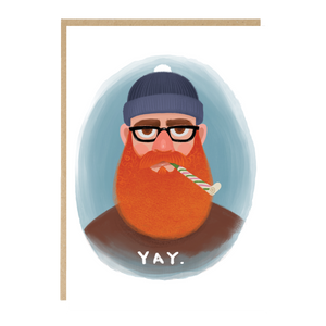 YAY Sarcastic Bearded Man Birthday / Congrats Card