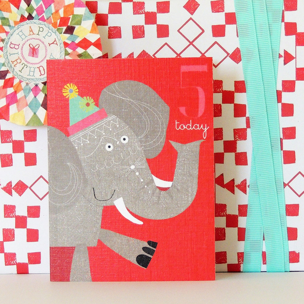 Age 5 Elephant mini card