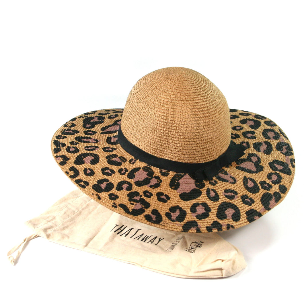 Natural Colour Animal Print Wide Brim Foldable Hat