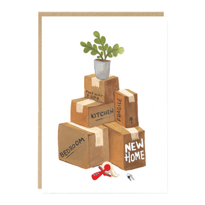 FICUS Moving Boxes & House Plant New Home Card