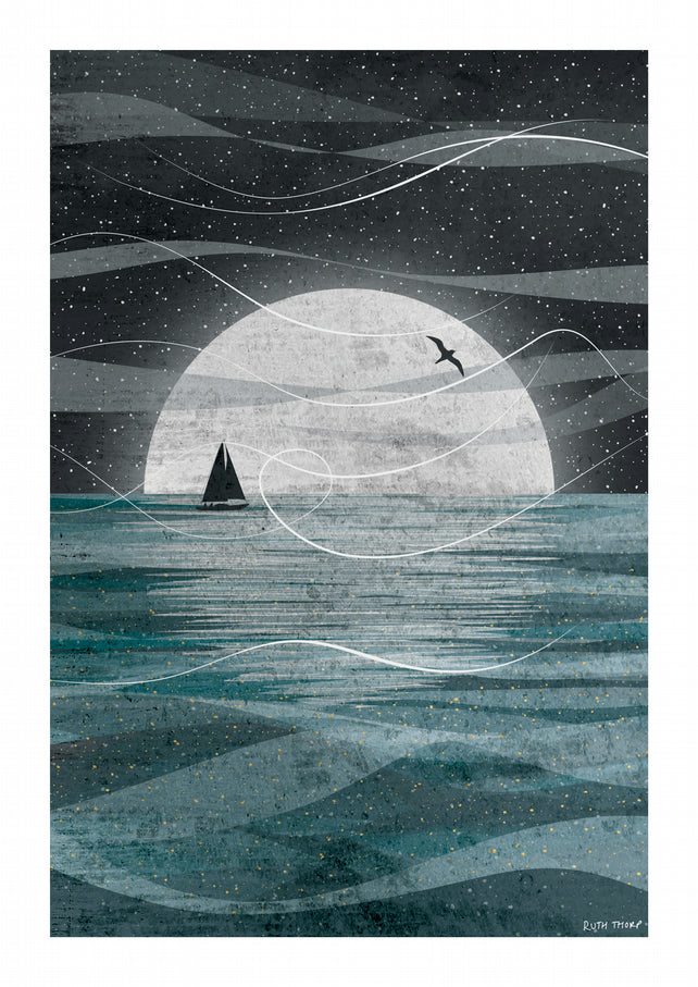 Sail on the Moon A4 print