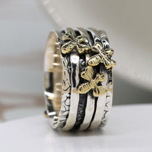 Load image into Gallery viewer, Sterling silver spinning ring with tiny bees
