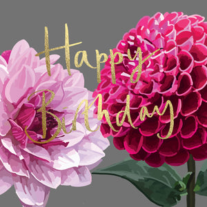 Happy Birthday Dahlias Pinks