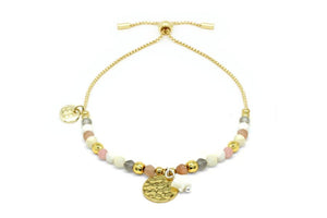 Hadar Dusky Pink Gemstone & Gold Charm Bracelet