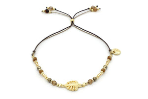 Kanha leaf charm gemstone bracelet