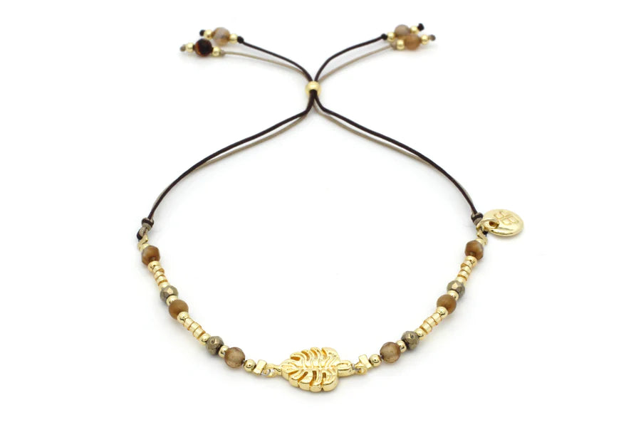 Kanha leaf charm gemstone bracelet
