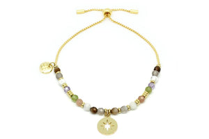 Lerna Multicolour Gemstone & Gold Charm Bracelet