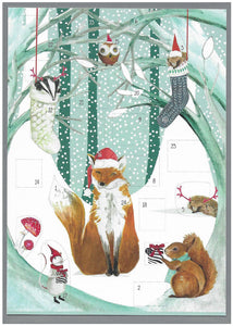 Advent calendar card, woodland animals