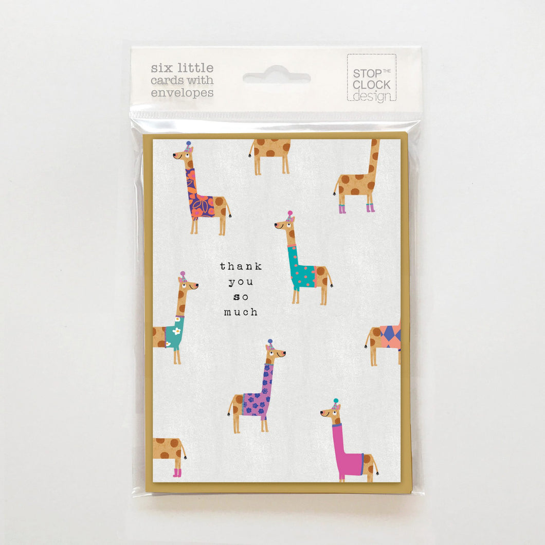 Thank you so much - pack of 6 cards - giraffes