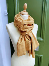 Load image into Gallery viewer, Mustard yellow and gold scarf
