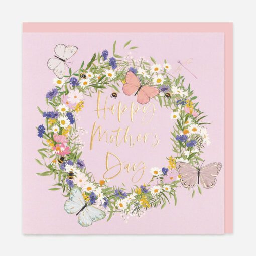 Mother's Day floral wreath butterflies bees