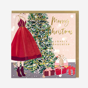 Luxury Christmas cards - lovely daughter red dress