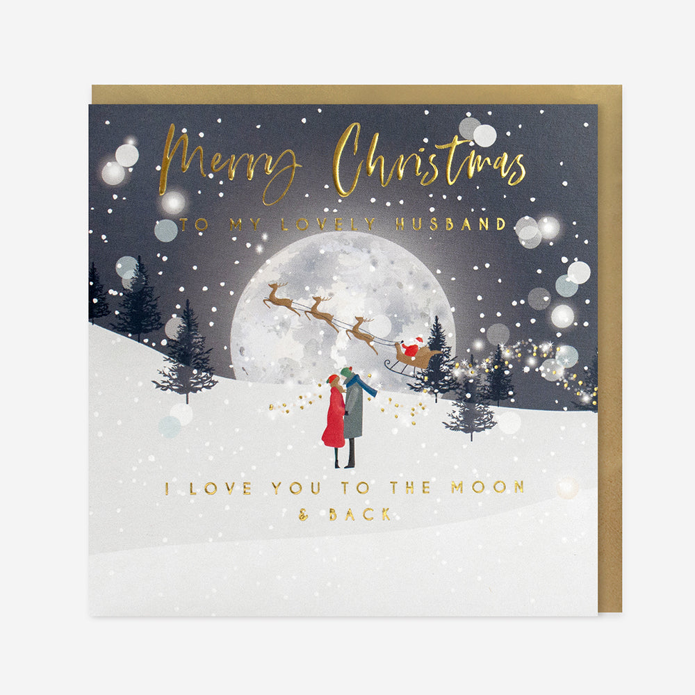 Luxury Christmas Card Husband to the moon and back