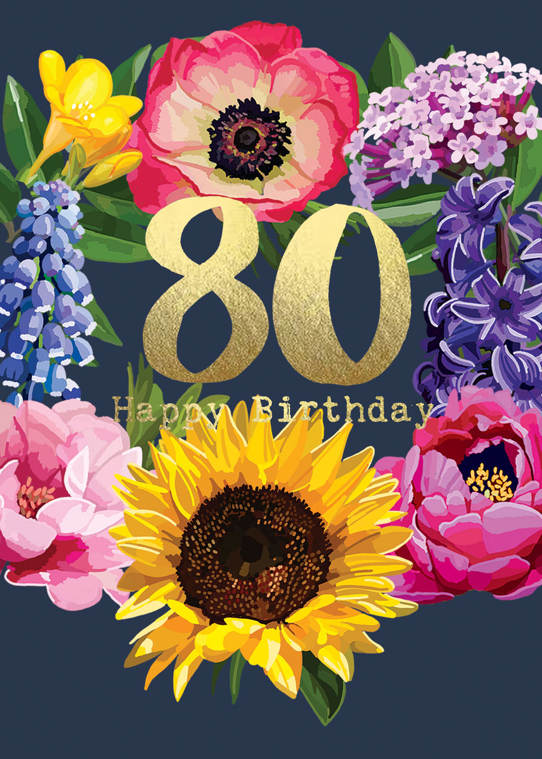 80 Floral navy card