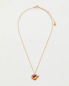 Enamel Hedgehog short gold necklace