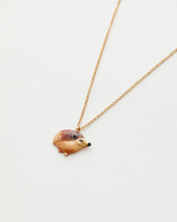 Enamel Hedgehog short gold necklace