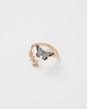Load image into Gallery viewer, Enamel Blue Butterfly Ring
