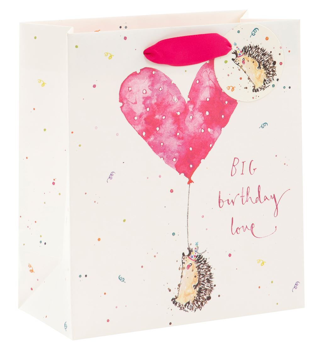 Medium Gift Bag Hedgehog big birthday love