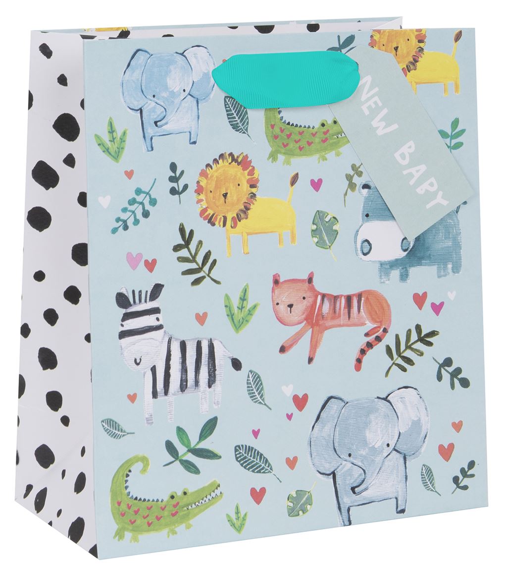 Gift Bag Medium - Baby Boy animals blue