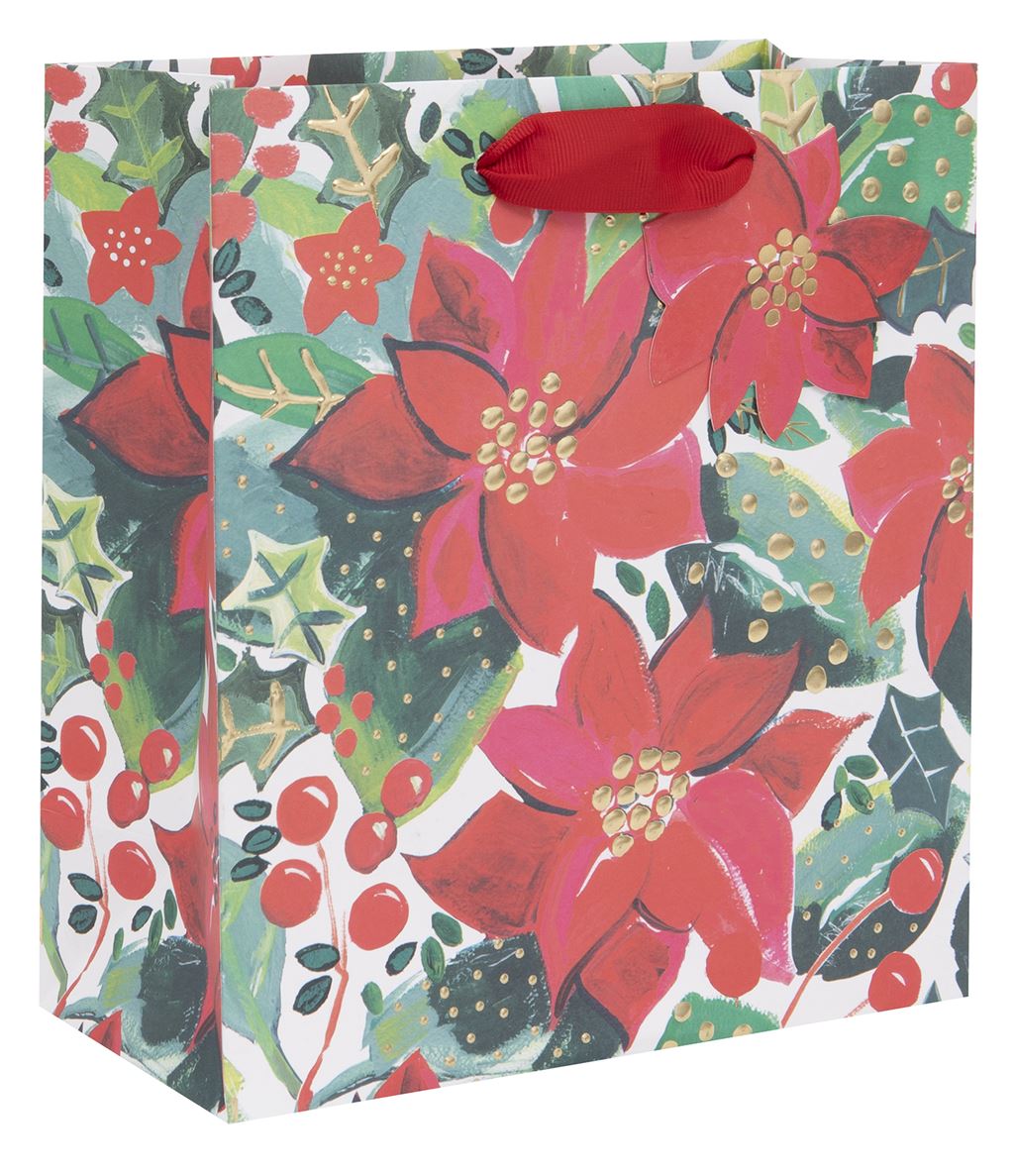 Medium gift bag - Christmas poinsettia