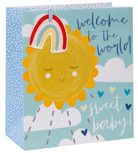 Gift Bag medium baby boy blue sunshine