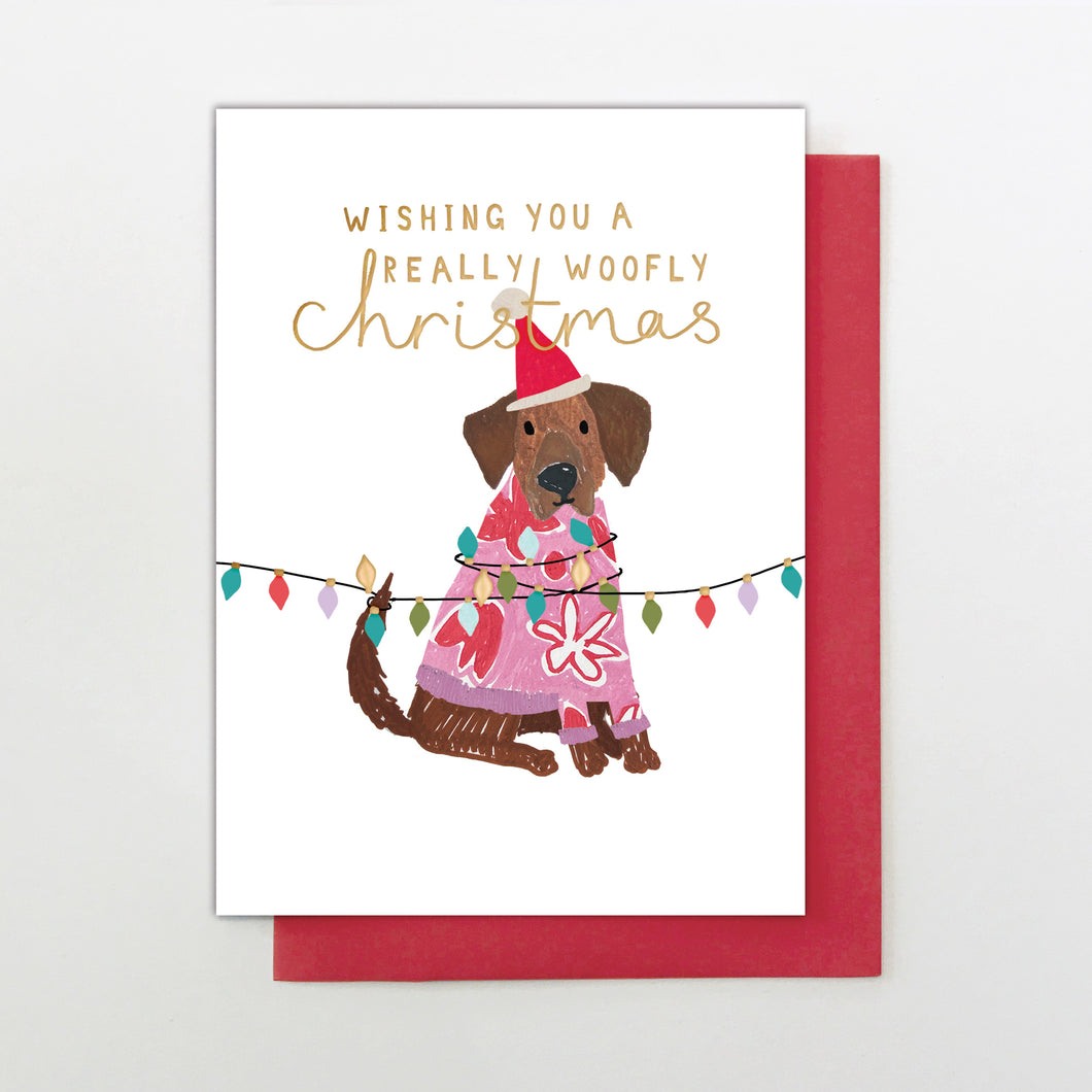 Christmas Card- dog in lights